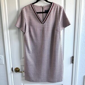 Tommy Hilfiger Short Sleeved Red White Blue Houndstooth Pattern Shift Dress 14